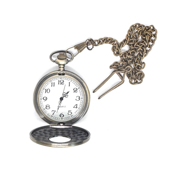 Vtg Bronze Metal Pocket Watch Pendant with Fresh Battery Item #1043 - Picture 3 of 4